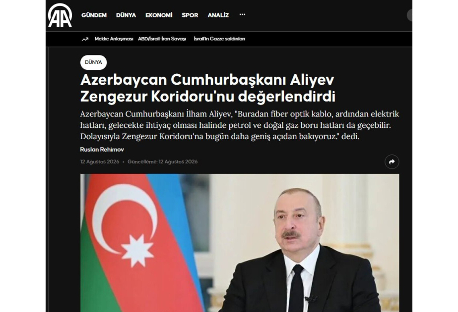 Интервью Президента Ильхама Алиева в центре внимания турецких медиа