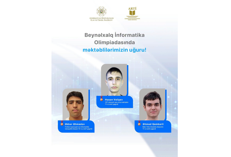 Azərbaycan məktəbliləri IOI 2026-da üç bürünc medal qazanıblar