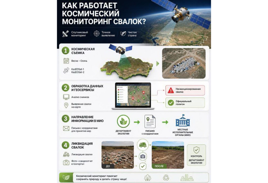В Казахстане с помощью спутников выявили более 2,6 тысячи несанкционированных свалок