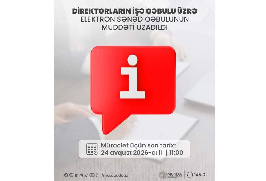 Məktəb direktorlarının işə qəbulu müsabiqəsinə elektron sənəd qəbulunun müddəti uzadılıb