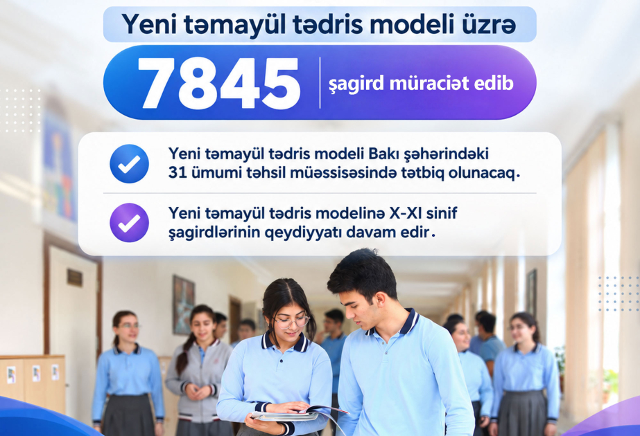 Yeni təmayül tədris modeli üzrə 7845 şagird müraciət edib