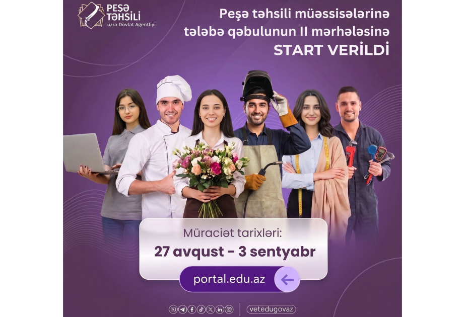 Peşə təhsili müəssisələrinə tələbə qəbulunun II mərhələsinə başlanılır