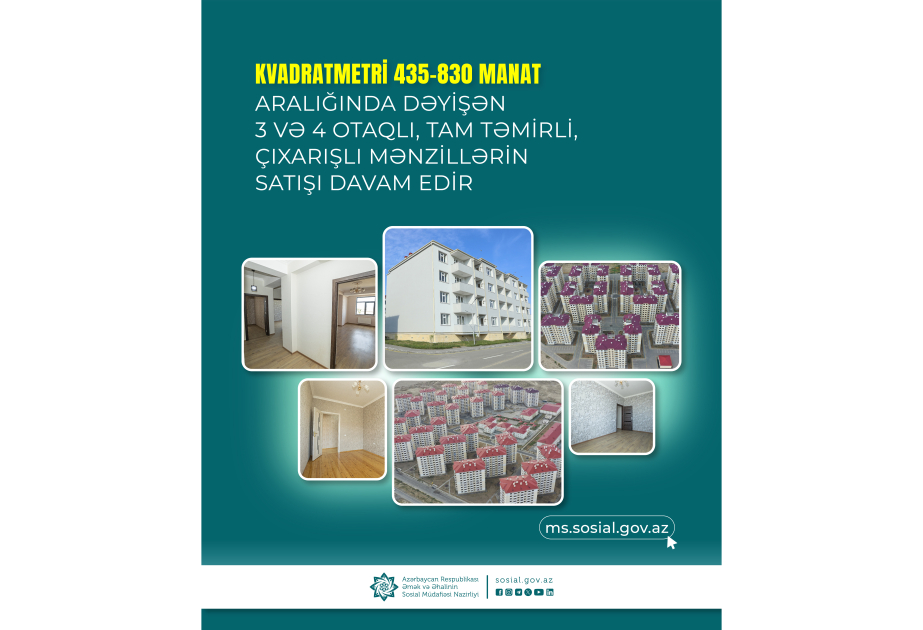 Sosial layihə çərçivəsində bazar qiymətindən ucuz mənzillərin satışı davam edir