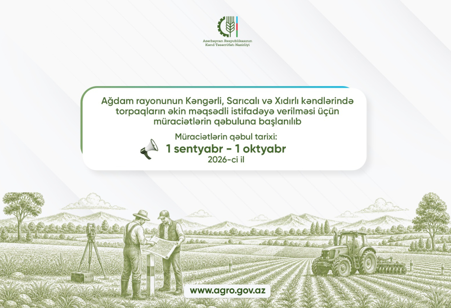 Kəngərli, Sarıcalı və Xıdırlı kəndlərində torpaqların əkin məqsədilə istifadəyə verilməsi üçün müraciətlərin qəbuluna başlanılıb