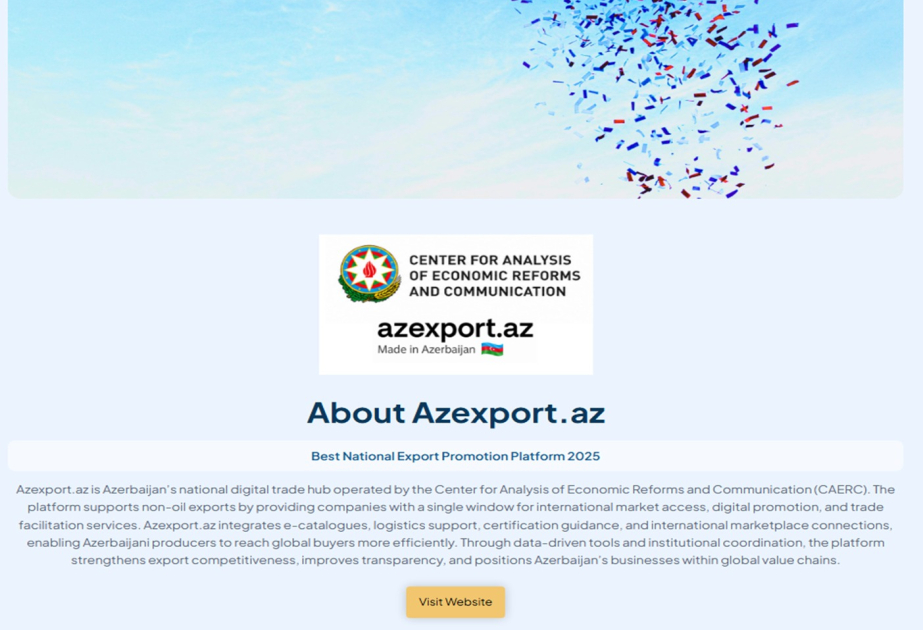 “Azexport.az” beynəlxalq mükafata layiq görülüb