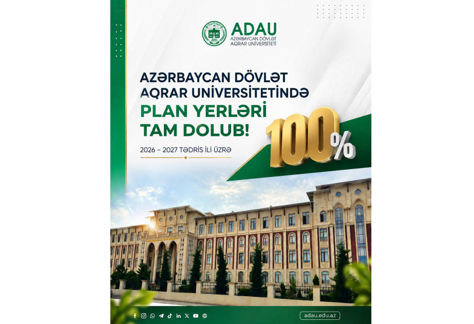 ADAU-da bakalavriat səviyyəsində qəbul planı tam dolub