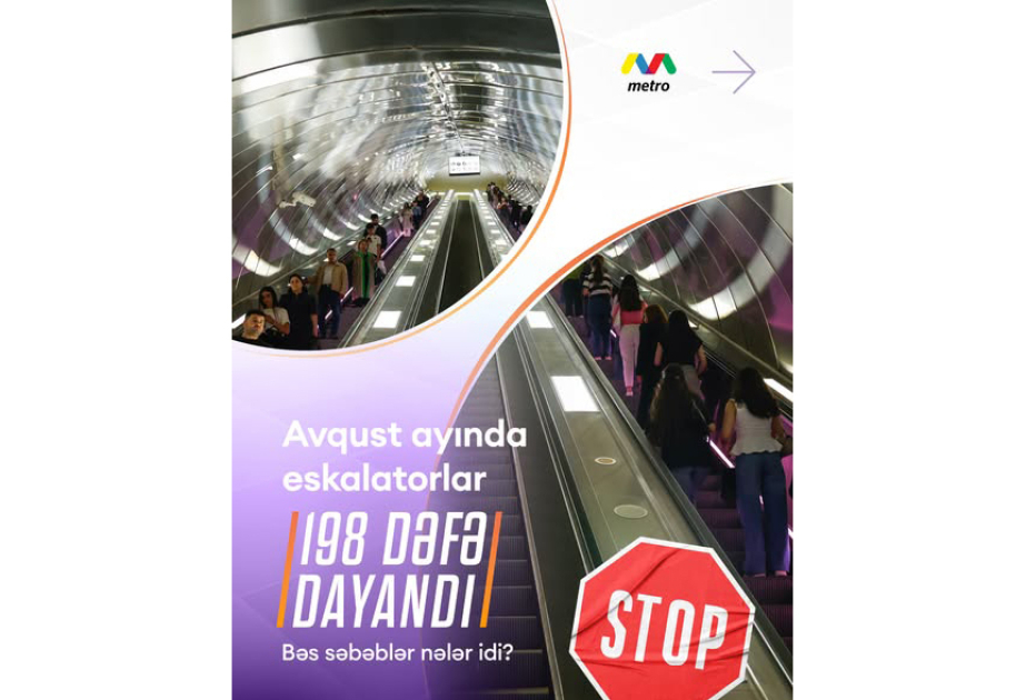Avqustda Bakı metrosunda eskalatorlar 198 dəfə dayanıb