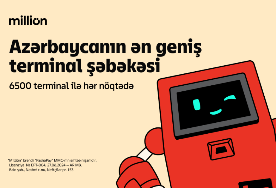 ® Milliön 6500 terminal ilə artıq ölkənin ən geniş ödəniş şəbəkəsidir