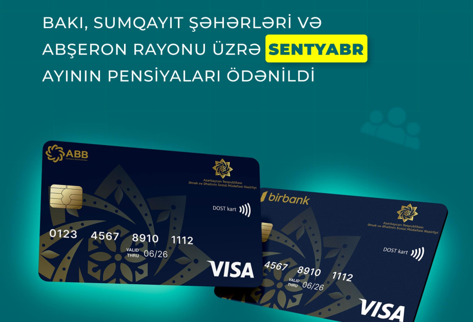 Bakı, Sumqayıt və Abşeron üzrə sentyabr ayının pensiyaları ödənilib