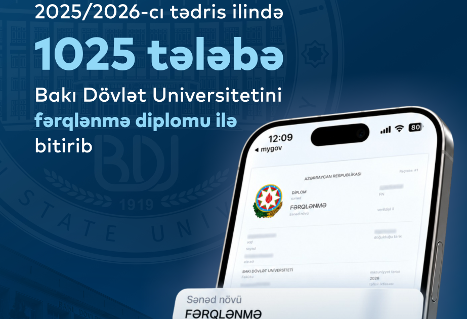BDU-nu 1025 tələbə fərqlənmə diplomu ilə bitirib