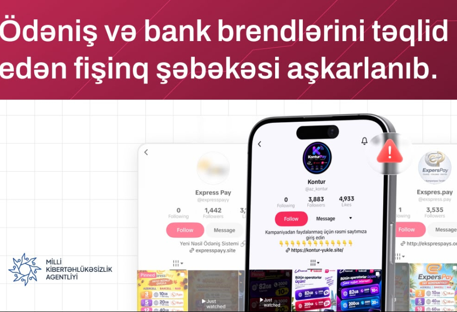 Agentlik: Ödəniş və bank brendlərini təqlid edən fişinq şəbəkəsi aşkarlanıb