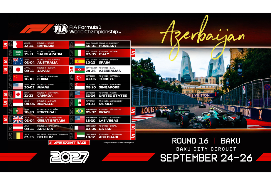 La date du Grand Prix d'Azerbaïdjan de Formule 1 2027 annoncée