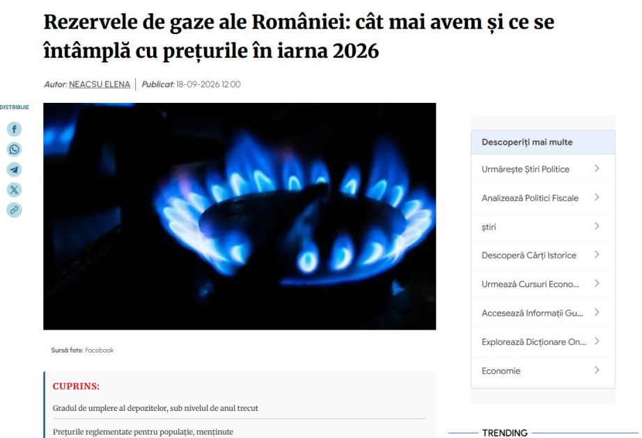 Romanian media: Azerbaijani gas plays a crucial role in the country’s energy security ahead of winter