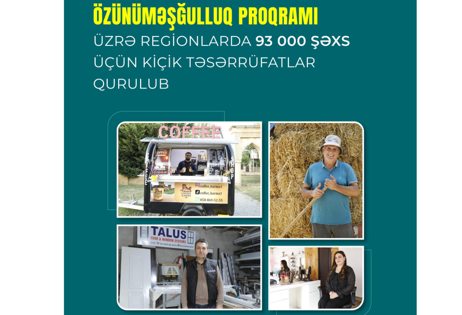 Özünüməşğulluq proqramı üzrə regionlarda 93 min şəxs üçün kiçik təsərrüfatlar qurulub