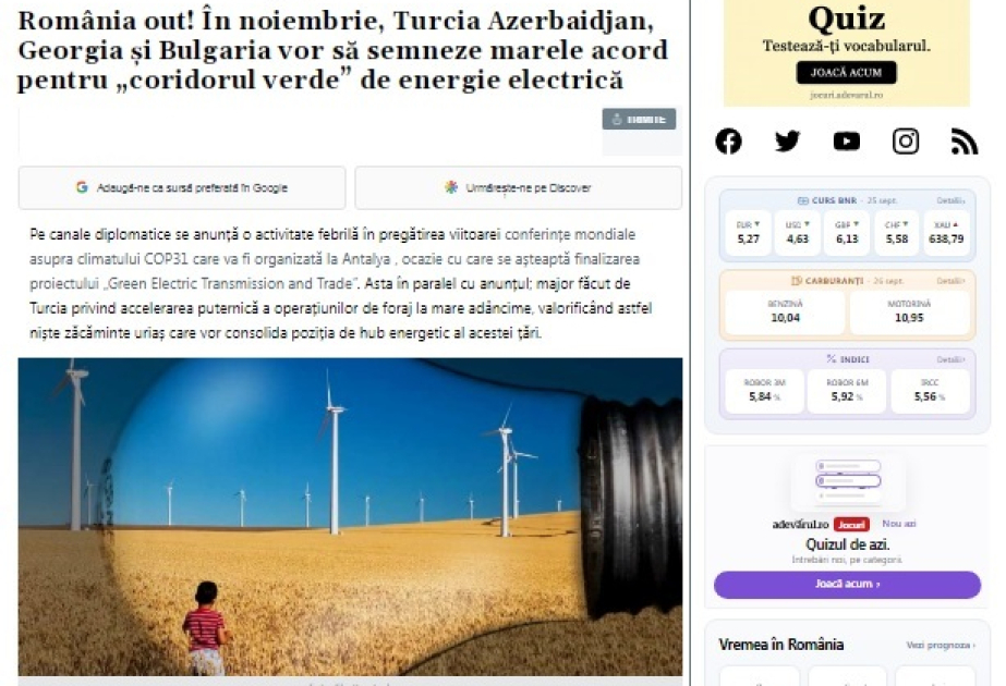 Kristian Unteanu: Azərbaycan yeni regional enerji arxitekturasında mühüm mövqe qazanır