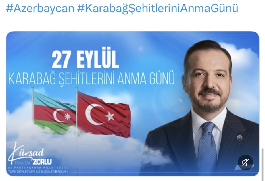 Kürşad Zorlu: Şəhidlərimizin qəhrəmanlığı millətimizin yaddaşında daim yaşayacaq