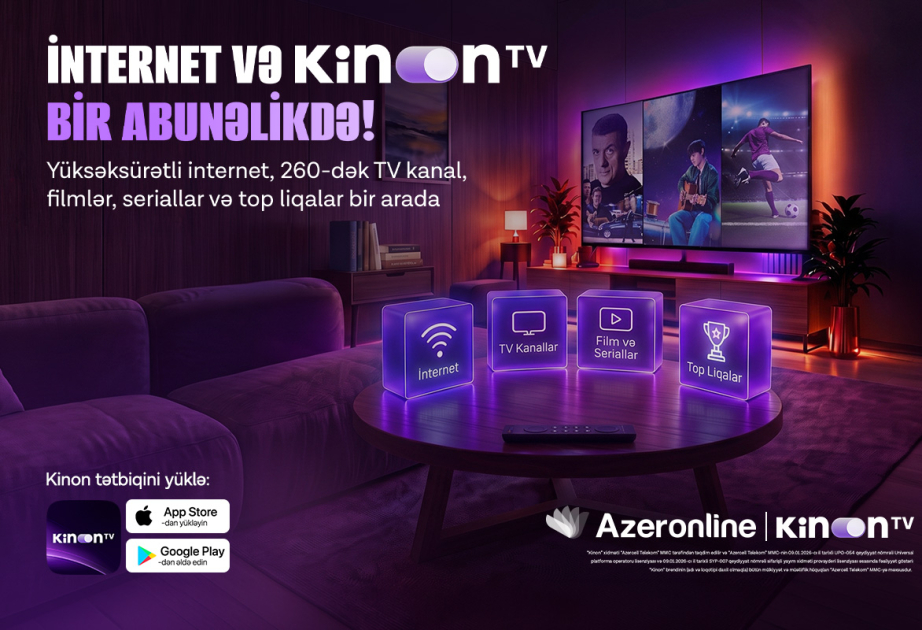 ® İndi “Azeronline” abunəçiləri “Kinon TV” xidmətindən ödənişsiz istifadə edə biləcəklər
