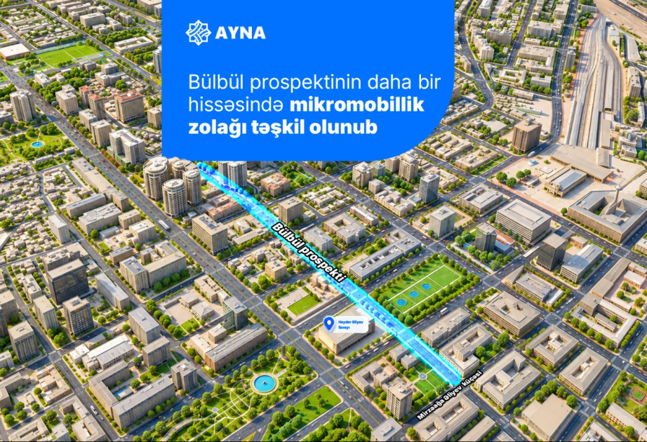 Bülbül prospektinin daha bir hissəsində mikromobillik zolağı təşkil olunub