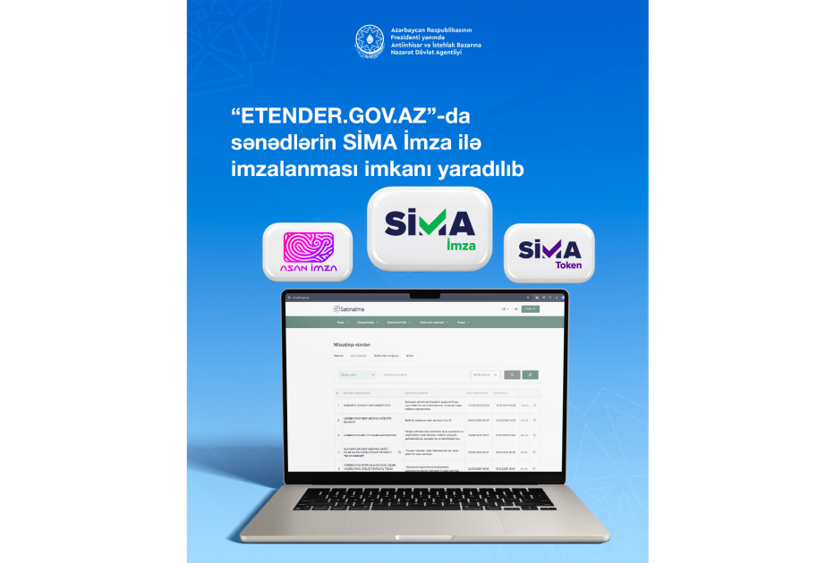 “Etender.gov.az” portalında sənədlərin “SİMA İmza” ilə imzalanması imkanı yaradılıb