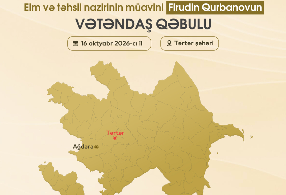 Nazir müavini Firudin Qurbanov Tərtərdə vətəndaşların müraciətlərini dinləyəcək