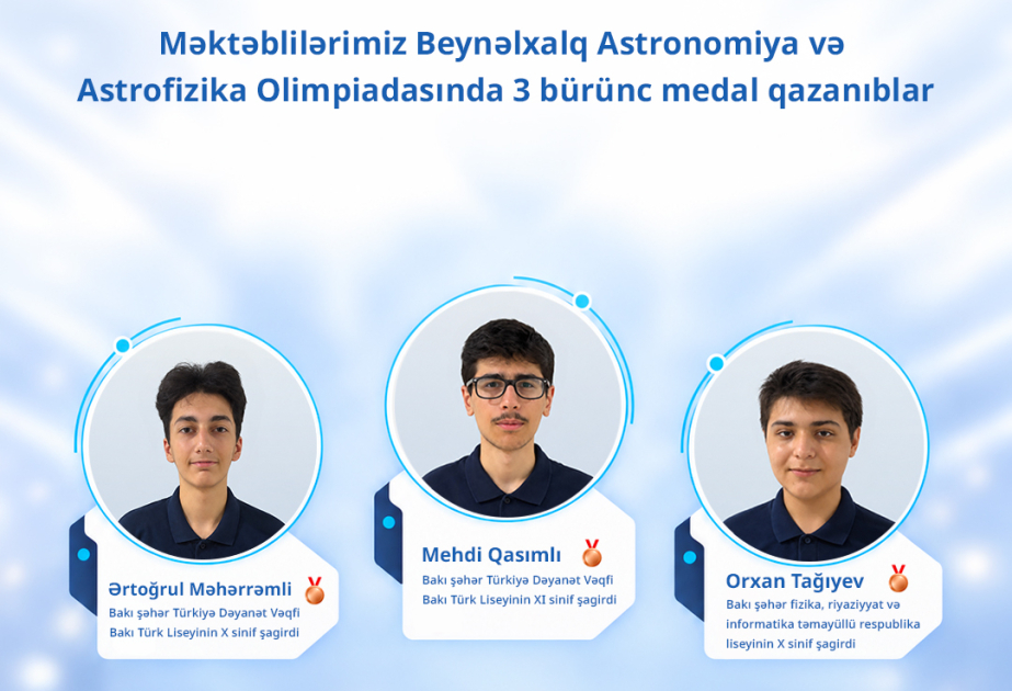 Beynəlxalq Astronomiya və Astrofizika Olimpiadasında Azərbaycan məktəbliləri 3 medal qazanıblar