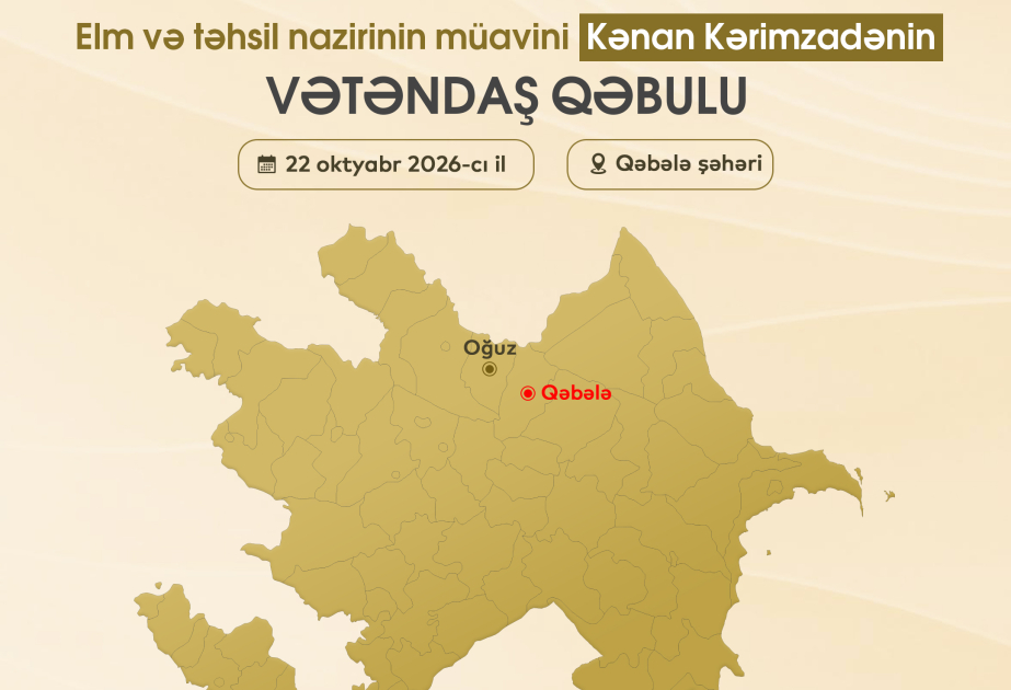 Nazir müavini Kənan Kərimzadə Qəbələdə vətəndaşların müraciətlərini dinləyəcək