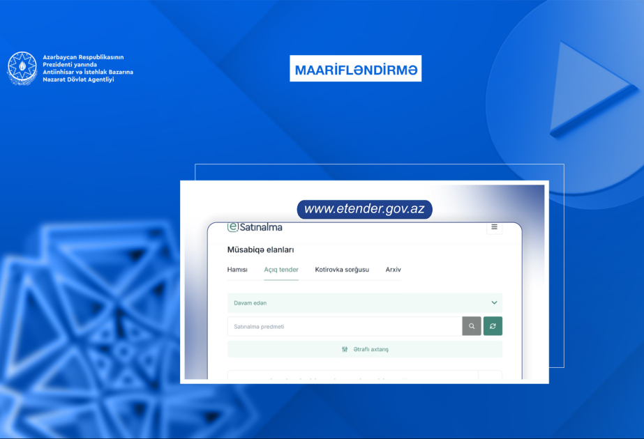 Dövlət satınalmalarının vahid internet portalında süni intellekt əsaslı yeni funksiya tətbiq edilib
