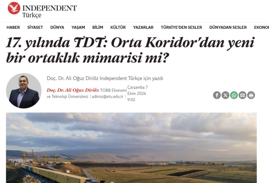 Türkiyə eksperti: Orta Dəhliz Türk dünyasının transformasiyası üçün başlanğıc nöqtəsidir
