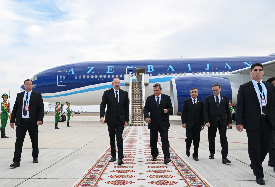 President Ilham Aliyev arrived in Turkmenistan on working visit