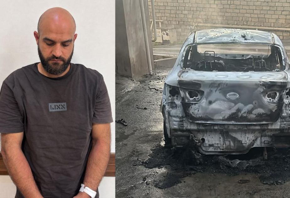 В Гарадаге арестовано лицо, поджегшее автомобиль директора школы ВИДЕО