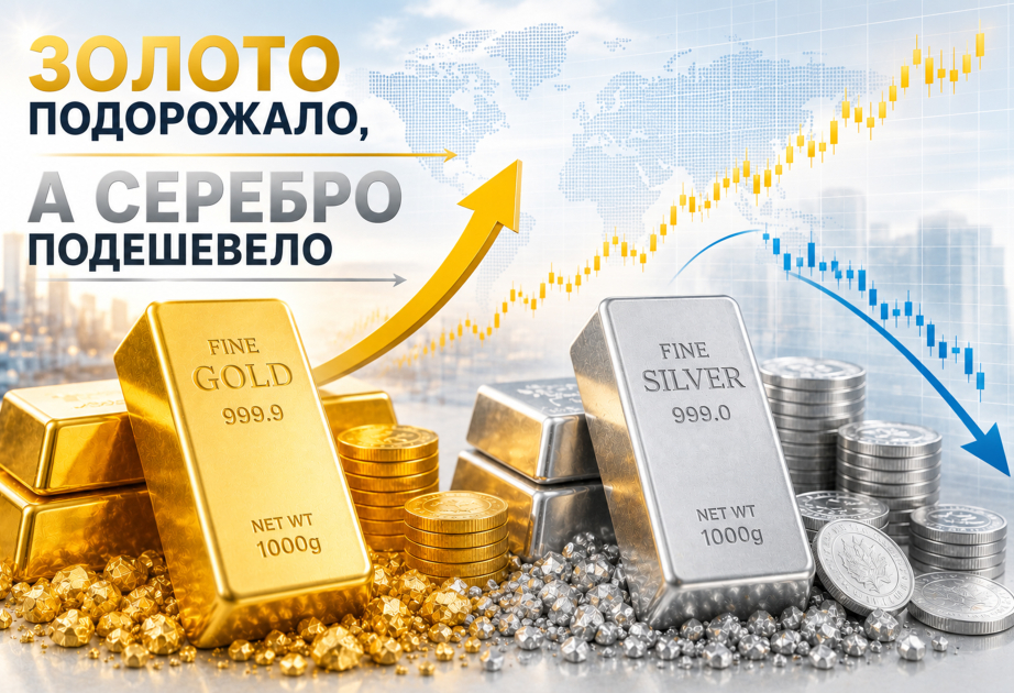 Цены на золото повысились, а на серебро снизились