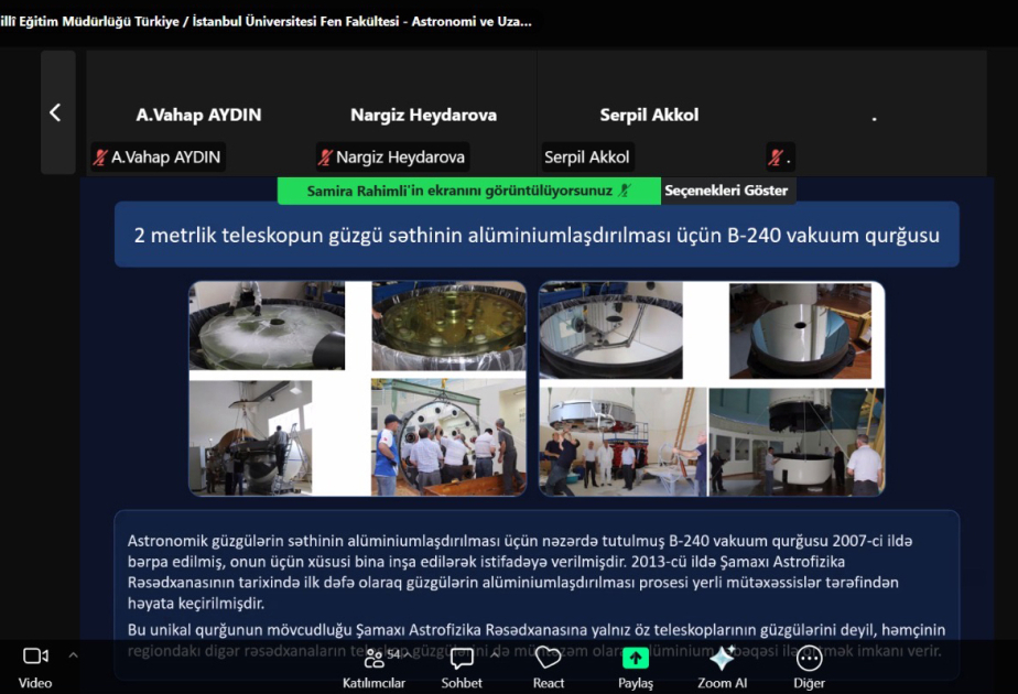 “Eyni səma altında: astronomiya təhsili görüşləri” - Azərbaycan, Türkiyə və Özbəkistan məktəbliləri bir arada