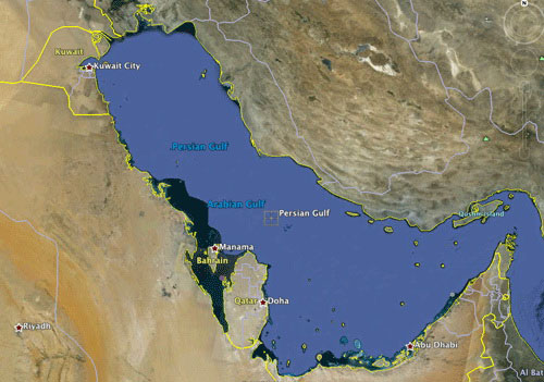 Карта персидского залива со странами и столицами