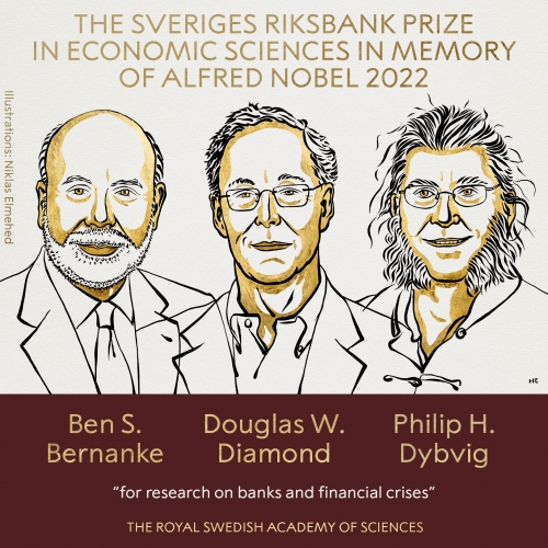 2022-ci il üzrə İqtisadiyyat sahəsində Nobel mükafatına Ben Bernank, Duqlas ...