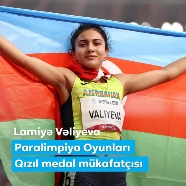 Birinci vitse-prezident Mehriban Əliyeva Paralimpiya Oyunlarında qızıl medal qazanan Lamiyə Vəliyevanı təbrik edib