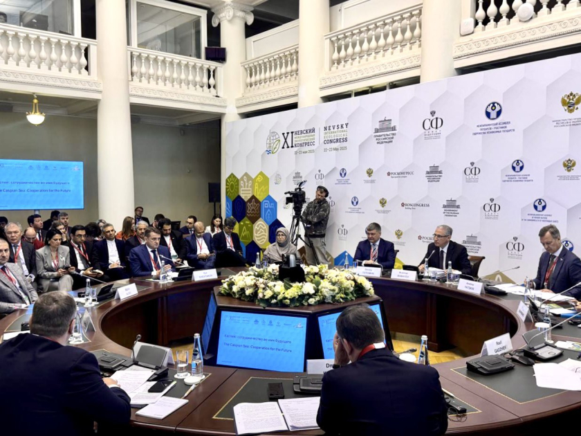 Nevski Beynəlxalq Ekoloji Konqresində COP29-un prezidenti Muxtar Babayev Xəzər dənizində suyun səviyyəsinin azalması ilə bağlı regional əməkdaşlığa dair sessiyaya moderatorluq edib