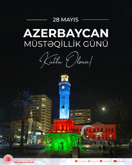 Türkiyə XİN: Can Azərbaycanın Müstəqillik Günü mübarək olsun!