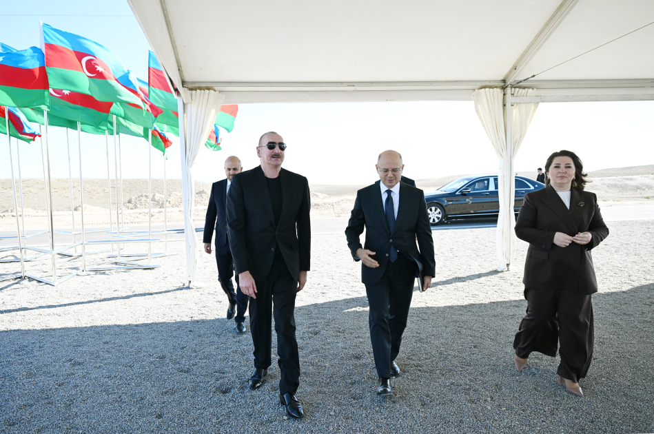 Prezident İlham Əliyev Cəbrayıl rayonunun Şahvəlli kəndində “Şəms” və “Üfüq” Günəş Elektrik stansiyalarının təməlini qoyub