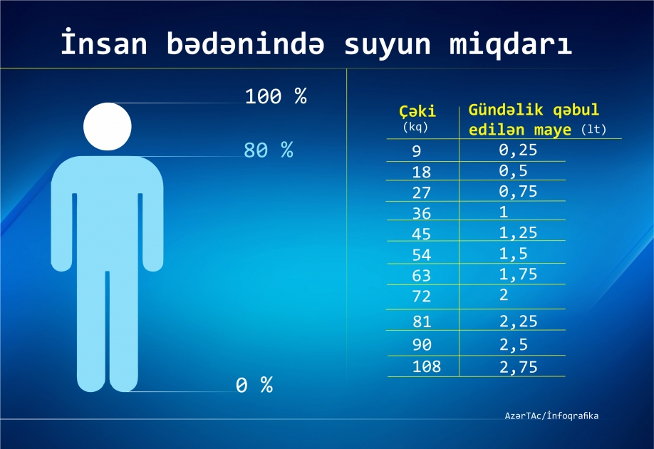 İnsan bədənində suyun miqdarı - INFOQRAFIKA