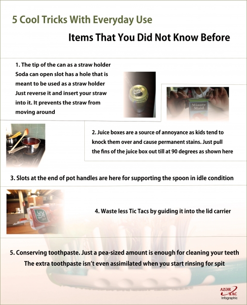 5 Cool Tricks With Everyday Use Items That You Did Not Know Before - INFOGRAPHIC