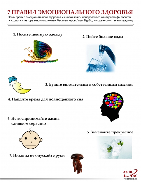 7 правил эмоционального здоровья -  ИНФОГРАФИКА