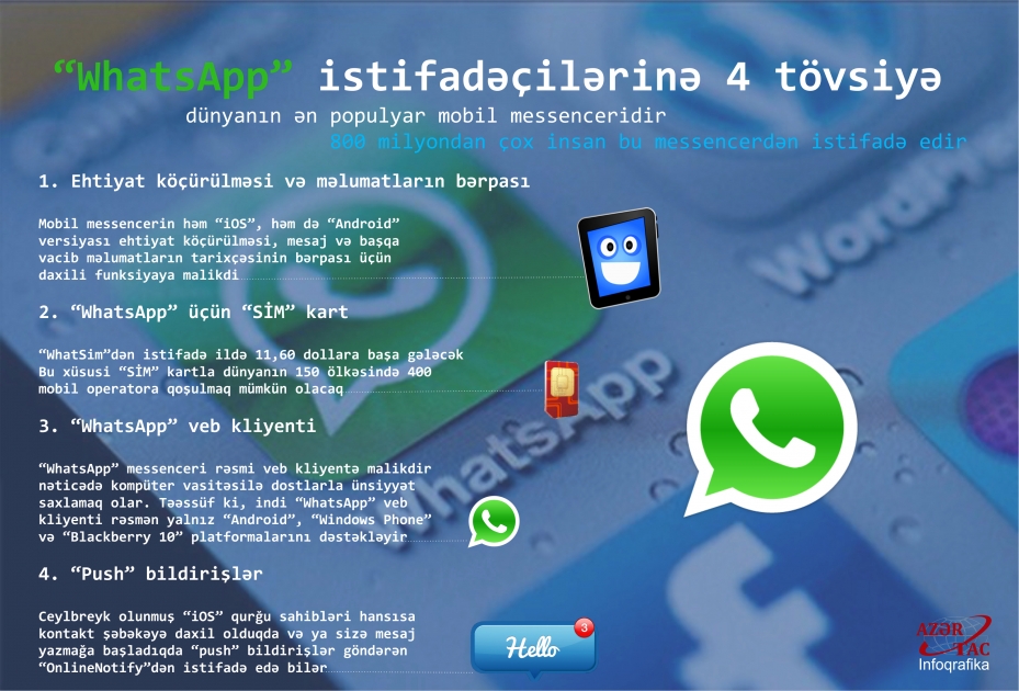 “WhatsApp” istifadəçilərinə 4 tövsiyə - İNFOQRAFİKA