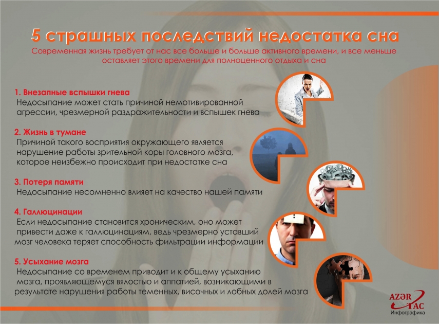 5 страшных последствий недостатка сна - ИНФОГРАФИКА