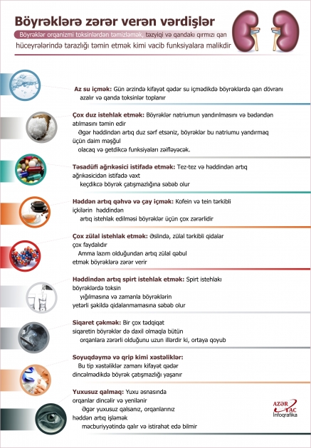 Böyrəklərə zərər verən vərdişlər - İNFOQRAFİKA