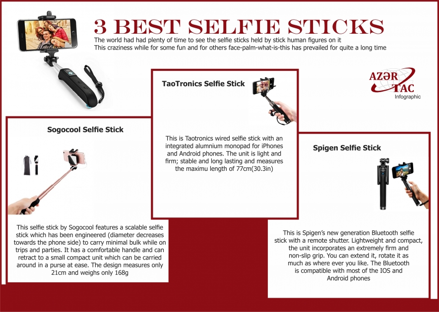 3 Best Selfie Sticks -  INFOGRAPHIC
