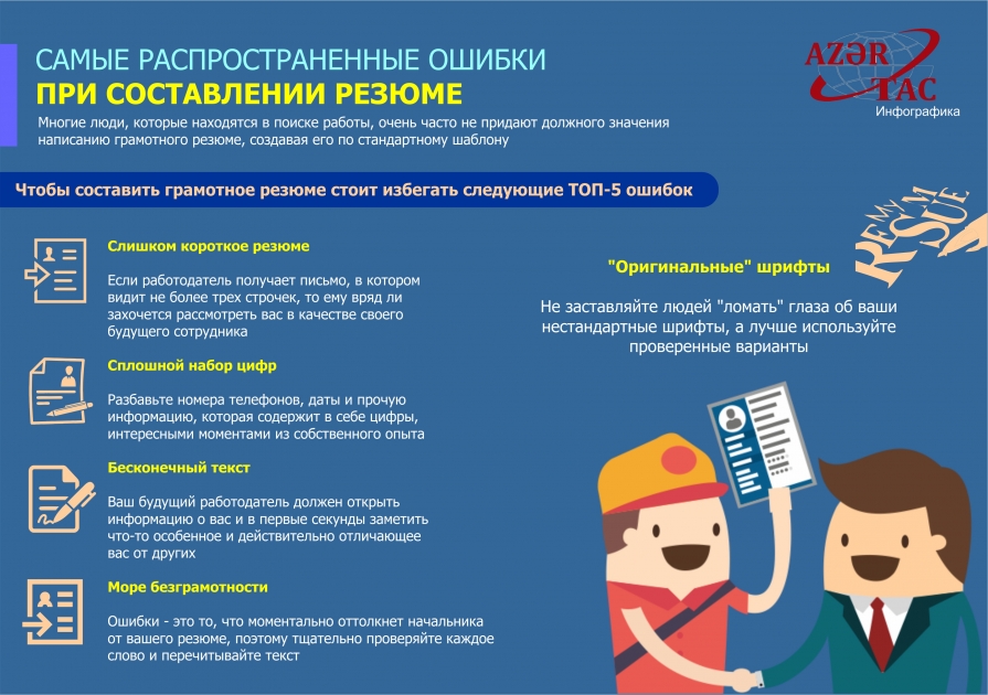 САМЫЕ РАСПРОСТРАНЕННЫЕ ОШИБКИ ПРИ СОСТАВЛЕНИИ РЕЗЮМЕ – ИНФОГРАФИКА