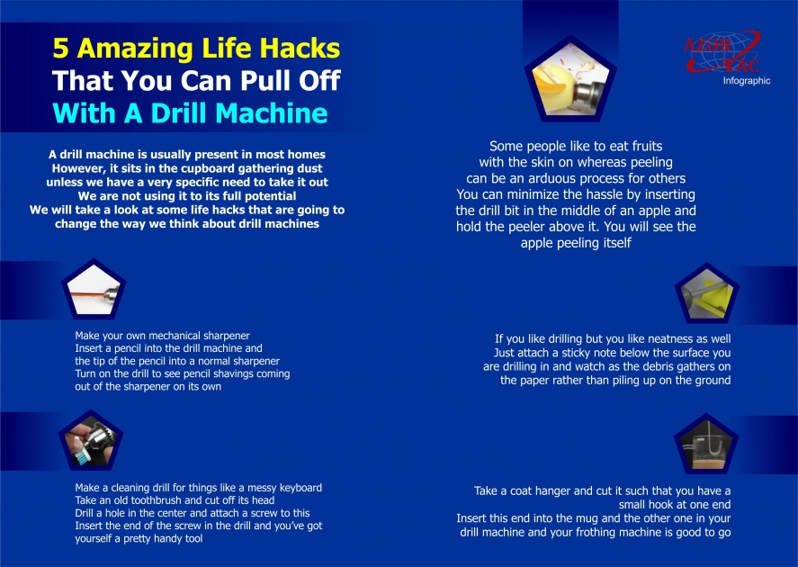 5 Amazing Life Hacks That You Can Pull Off With A Drill Machine - INFOGRAPHIC