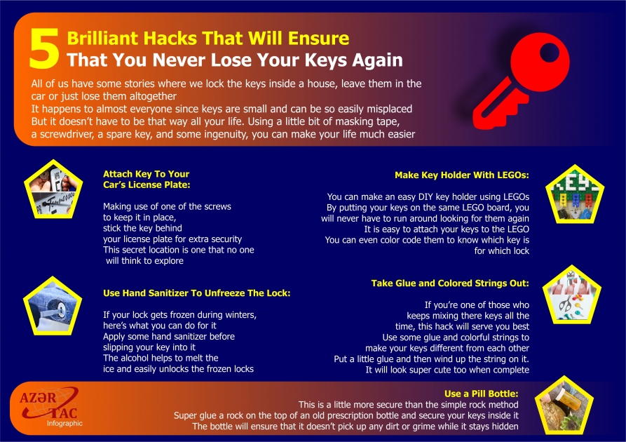 5 Brilliant Hacks That Will Ensure That You Never Lose Your Keys Again - INFOGRAPHIC