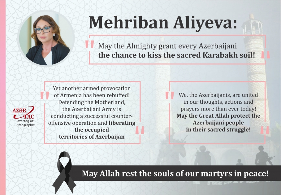 Mehriban Aliyeva: May the Almighty grant every Azerbaijani the chance to kiss the sacred Karabakh soil!