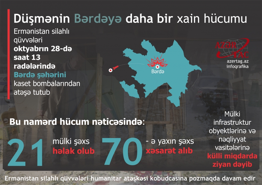 Düşmənin Bərdəyə daha bir xain hücumu